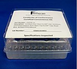 Picture of Certified Clear Glass 9mm R.A.M.™ Vial, 12x32mm, and PP OT Cap, Royal Blue, Bonded PTFE/Silicone w/Slit
