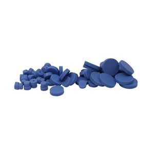 Picture of 17mm Diameter Purple General Purpose GC Septa with Guide Hole, 3mm Thick, Long Life - 450 Injections, Max Temp 325°C