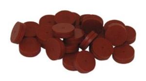 Picture of 17mm Diameter Red High Temp GC Septa with Guide Hole, 3mm Thick, Long Life - 450 Injections, Max Temp 400°C