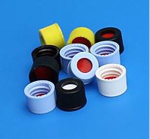 Picture of 8-425mm Black Open Hole Polypropylene Closure, Red PTFE/Silicone Septa, 0.050"