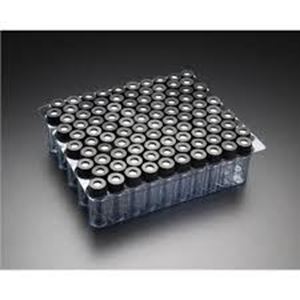 Picture of Amber 9mm Thread R.A.M.™ Vial w/Grad. Spot, 12x32mm,  0.040" PTFE/Butyl Rubber Septa, Smooth Black Cap