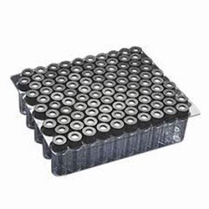 Picture of Amber 9mm Thread R.A.M.™ Vial w/Grad. Spot, 12x32mm, 0.040" PTFE/Butyl Rubber Septa, Ribbed Black Cap