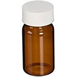 Picture of Precleaned - 20mL Amber Vial,  24-414mm Open Top White Polypropylene Closure,  .100" PTFE/Silicone Lined